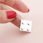 Bricks Jewel Sterling Silver 2x2 Brick Charm Necklace - alternate view 2