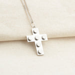 Bricks Jewel Sterling Silver 4x3 Brick Cross Charm Necklace - alternate view 3