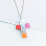 Bricks Jewel Sterling Silver 4x3 Brick Cross Charm Necklace - alternate view 6