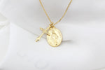 925k Sterling Silver Cross and Virgin Mary Necklace