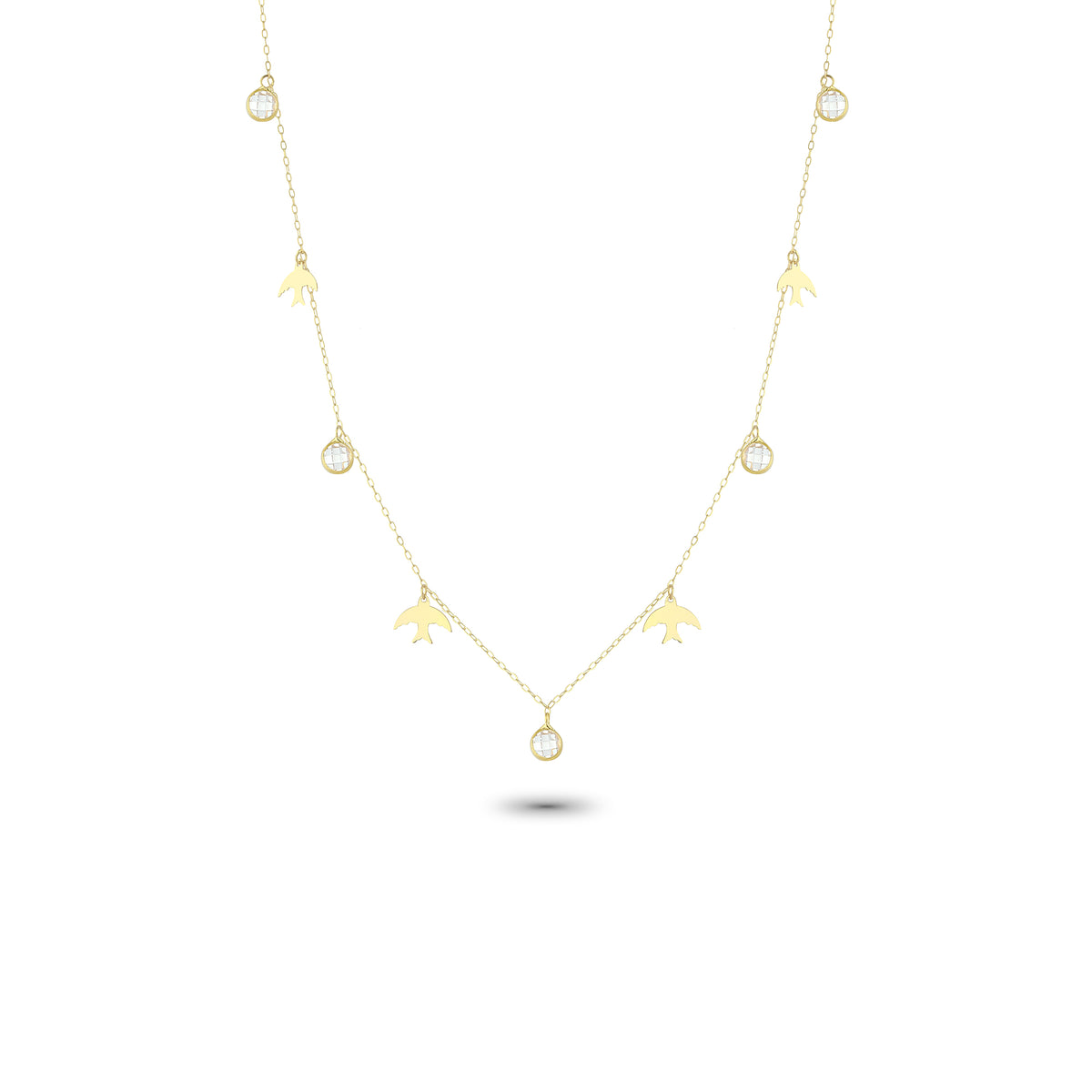 14k Solid Gold Bird Luck Necklace - alternate view 2