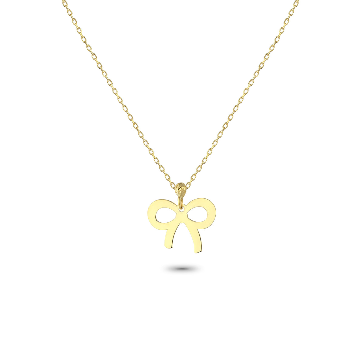 14k Solid Gold Bow Necklace - alternate view 2