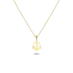 14k Solid Gold Anchor Necklace - alternate view 2