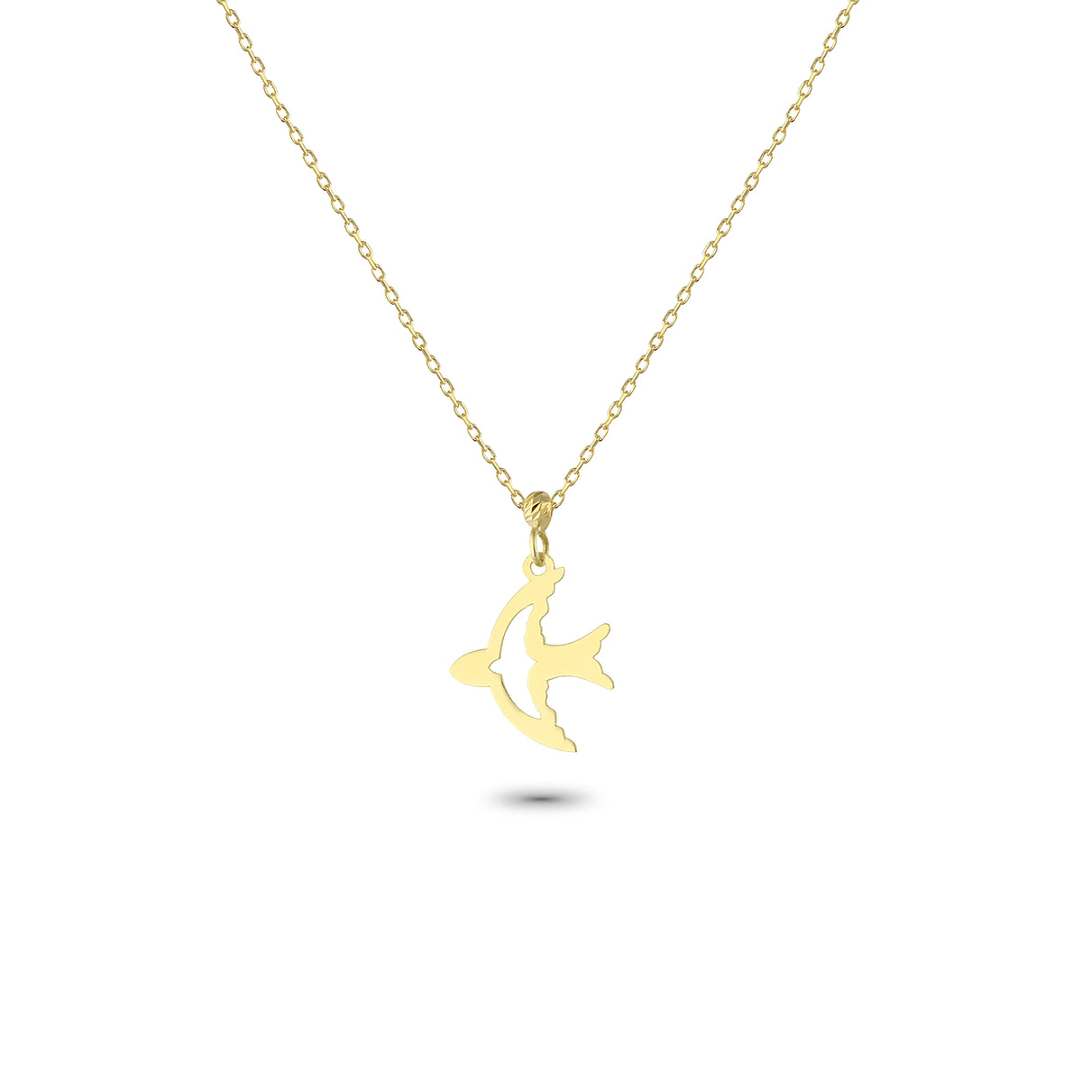 14k Solid Gold Bird Necklace - alternate view 2