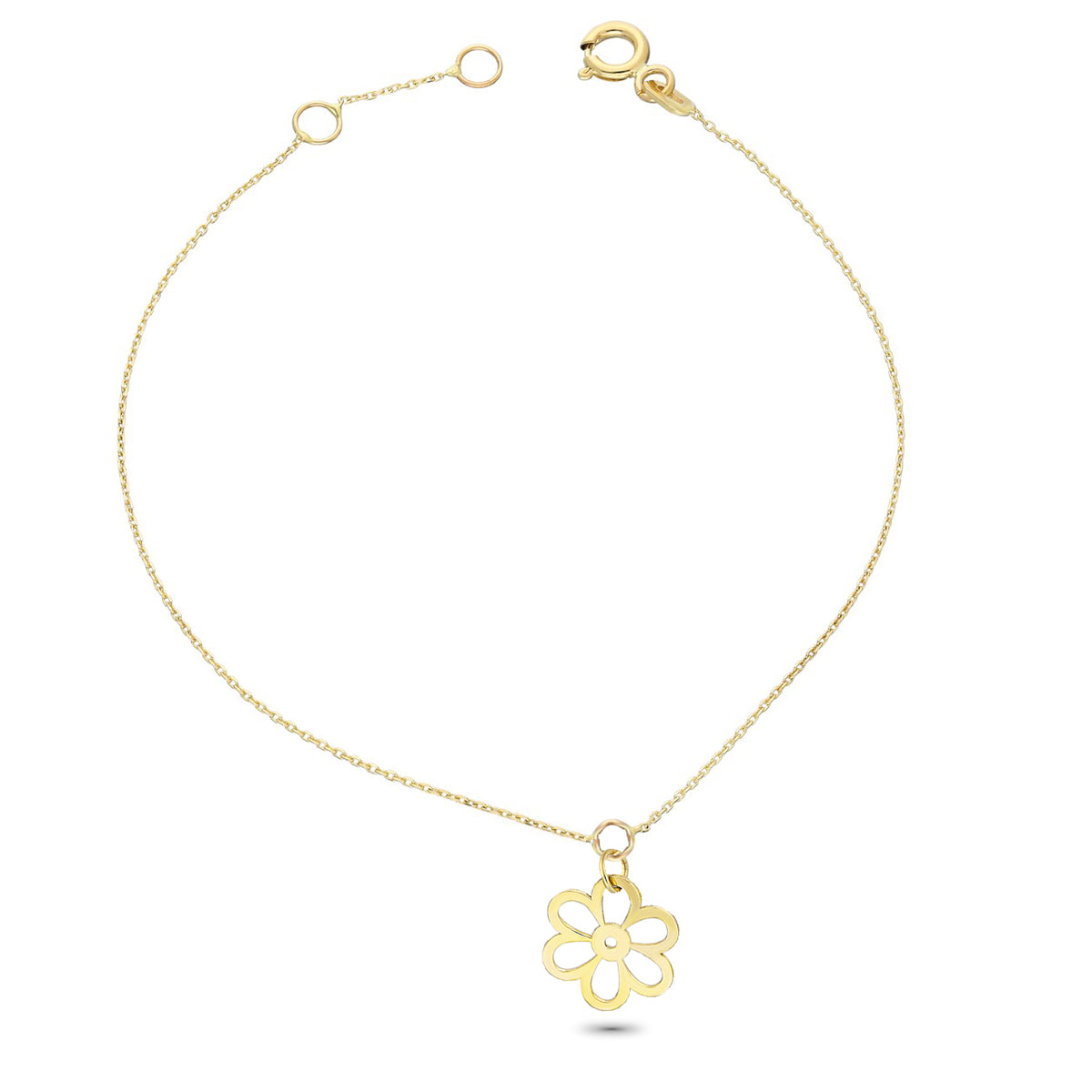 14k Solid Gold Daisy Bracelet