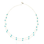 14k Solid Gold Turquoise Pave Necklace - alternate view 2
