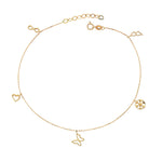 14k Solid Gold Lucky Symbol Anklet