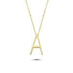 14k Solid Gold 3D A Letter Necklace