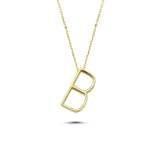 14k Solid Gold 3D B Letter Necklace