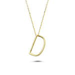 14k Solid Gold 3D D Letter Necklace