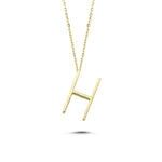 14k Solid Gold 3D H Letter Necklace