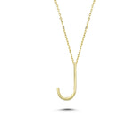 14k Solid Gold 3D J Letter Necklace