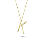 14k Solid Gold 3D K Letter Necklace