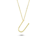 14k Solid Gold 3D U Letter Necklace