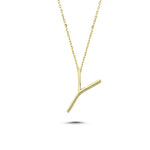 14k Solid Gold 3D Y Letter Necklace