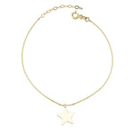 14k Solid Gold Star Anklet
