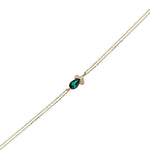 14k Solid Gold Green Pave Drop Bracelet
