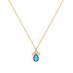 14k Solid Gold Turquoise Pave Necklace