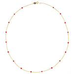 14k Solid Gold Coral Pave Row Necklace - alternate view 4