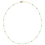 14k Solid Gold Turquoise Pave Row Necklace - alternate view 3