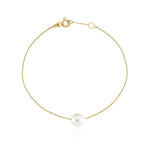 14k Solid Gold Single Pearl Bracelet