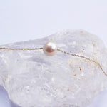14k Solid Gold Single Pearl Bracelet - alternate view 2