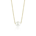 14k Solid Gold Single Pearl Necklace