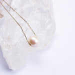 14k Solid Gold Single Pearl Necklace - alternate view 2
