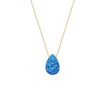 14k Solid Gold Opal Drop Necklace