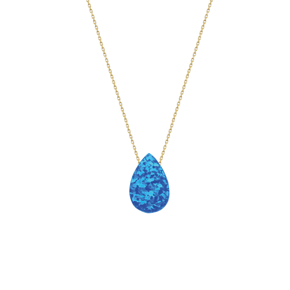 14k Solid Gold Opal Drop Necklace