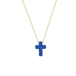 14k Solid Gold Opal Cross Necklace
