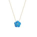 14k Solid Gold Opal Flower Necklace