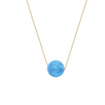 14k Solid Gold Opal Round Necklace