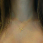 14k Solid Gold 3D Y Letter Necklace - alternate view 2