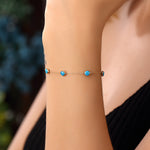 14k Solid Gold Turquoise Bracelet