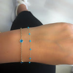 14k Solid Gold Turquoise Pave Bracelet - alternate view 2