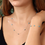 14k Solid Gold Turquoise Pave Necklace - alternate view 4