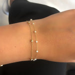 14k Solid Gold Pearl Row Bracelet - alternate view 2