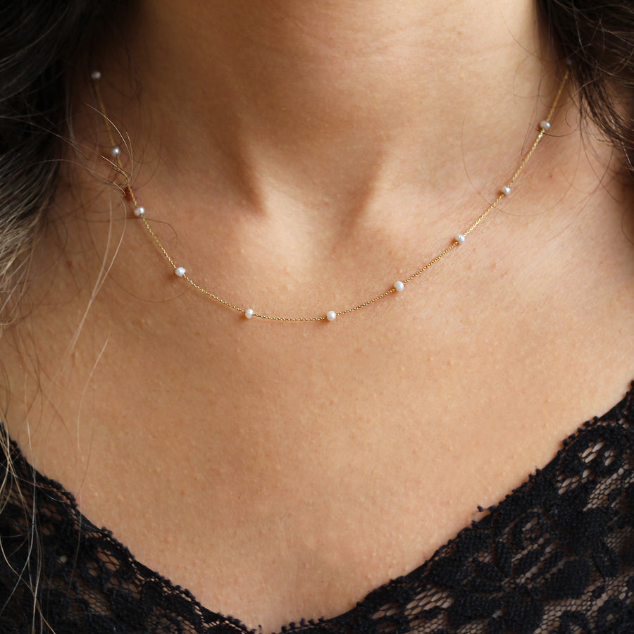 Solid Gold Pearl Necklaces