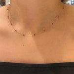 14k Solid Gold Coral Pave Row Necklace - alternate view 3