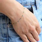 14k Solid Gold Jade Pave Bracelet