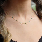 14k Solid Gold Jade Pave Row Necklace