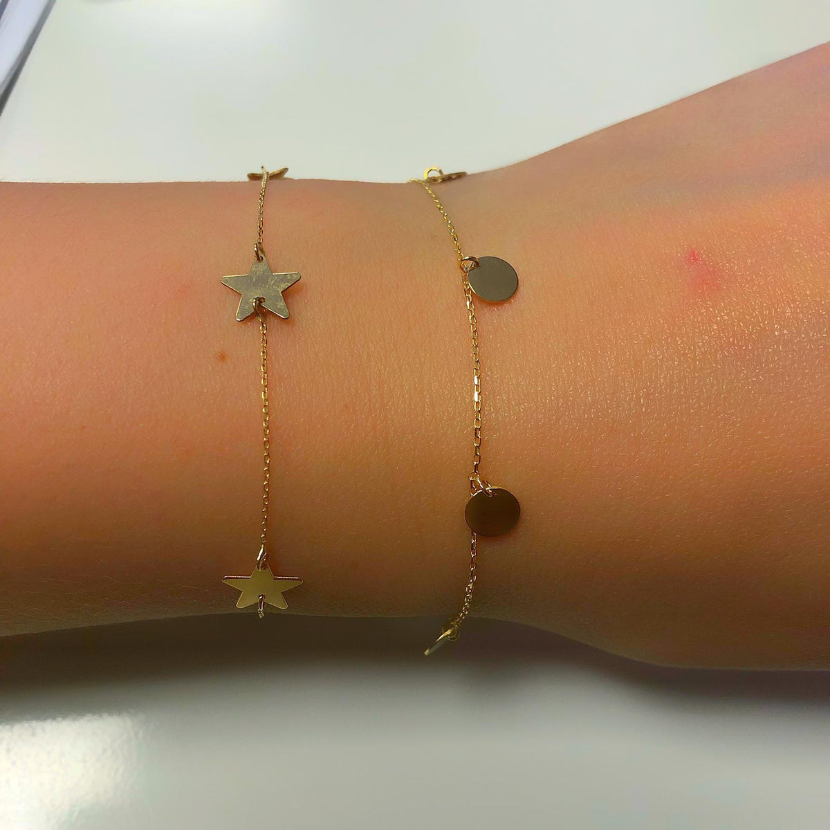 14k Solid Gold Star Bracelet - alternate view 2