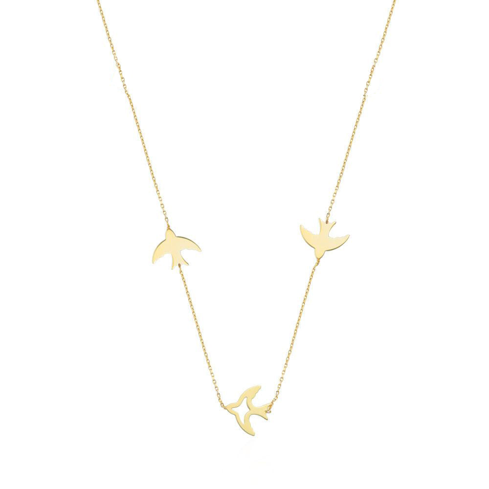 14k Solid Gold Ankle Bird Necklace