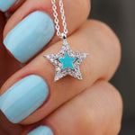 925k Sterling Silver Pave Star Necklace