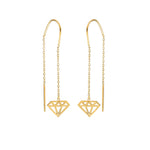 14k Solid Gold Diamond Cut Earring