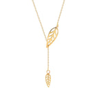 14k Solid Gold Leaf Necklace - alternate view 2
