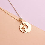 14k Solid Gold Pearl Footprint Necklace