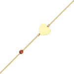 14k Solid Gold Heart Curb Bracelet