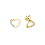 14k Solid Gold Heart Pave Earring